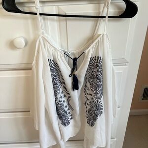 Bohemian White and Blue Women's Top